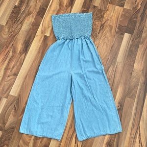 Strapless denim jumper - midi length